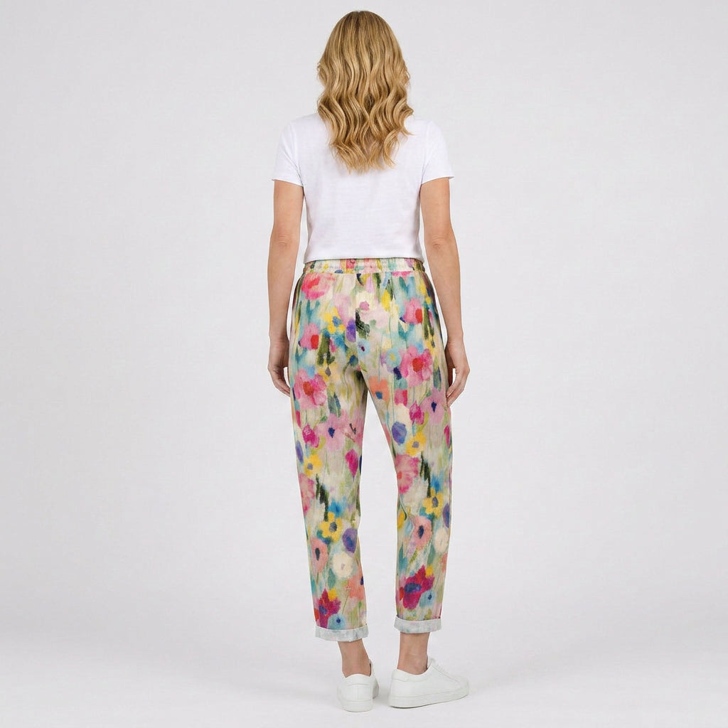 Watercolour Floral Drawstring Trousers