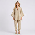 Linen Blend Relaxed Tunic and Jogger Set