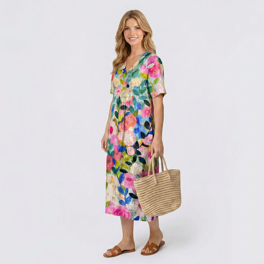 Watercolour Floral Midi Dress