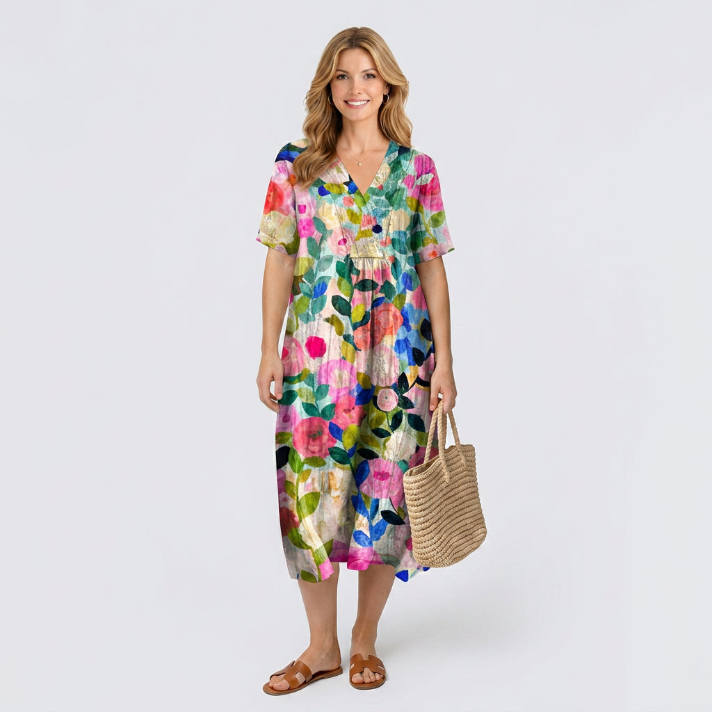 Watercolour Floral Midi Dress