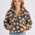 Floral Teddy Fleece Half-Zip Pullover
