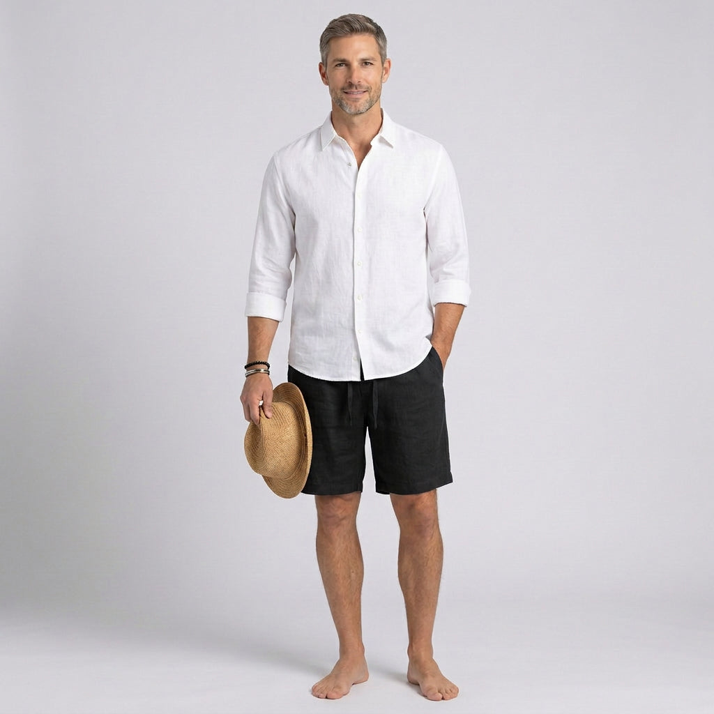 Relaxed Drawstring Linen Shorts