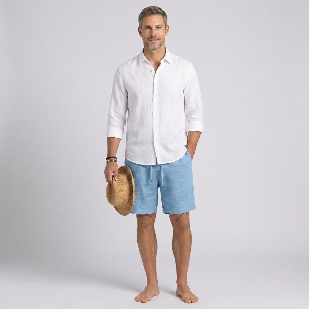 Relaxed Drawstring Linen Shorts