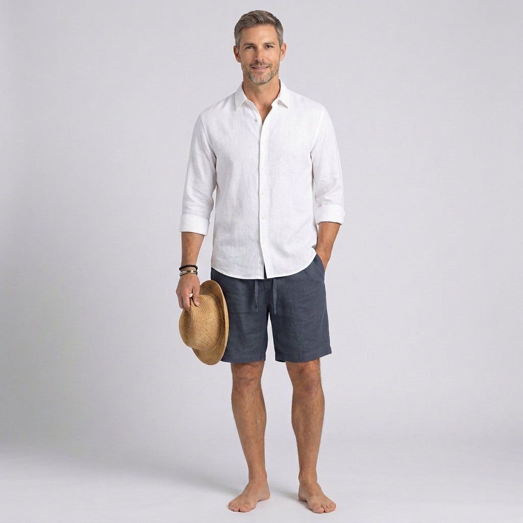 Relaxed Drawstring Linen Shorts