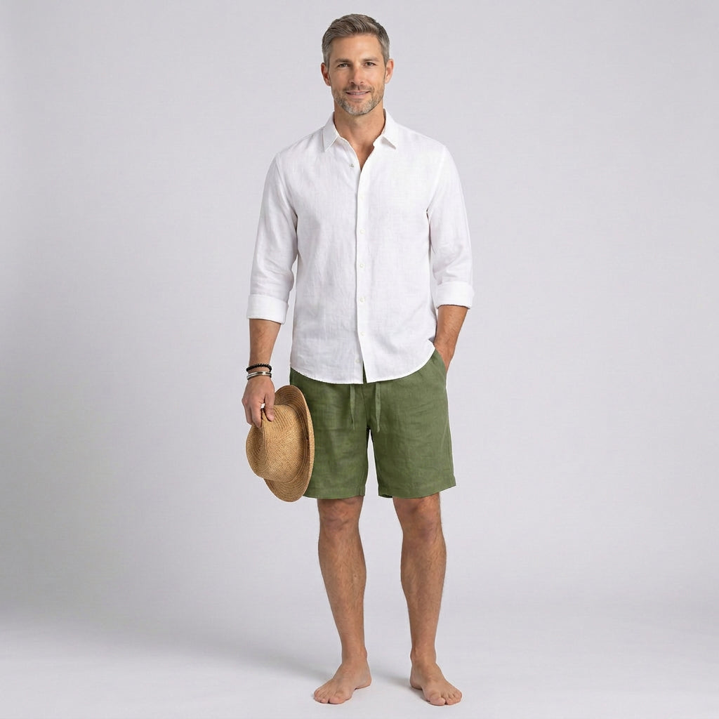 Relaxed Drawstring Linen Shorts