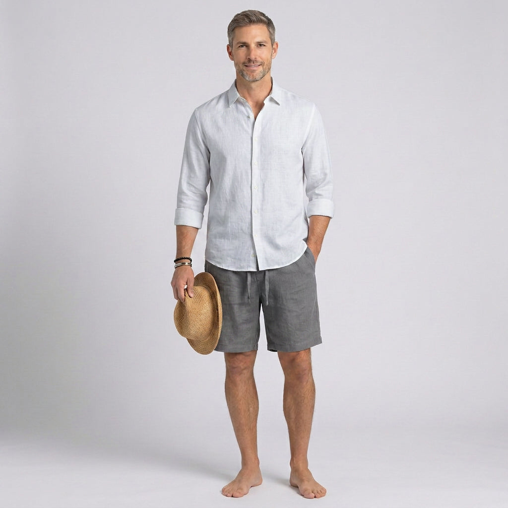 Relaxed Drawstring Linen Shorts