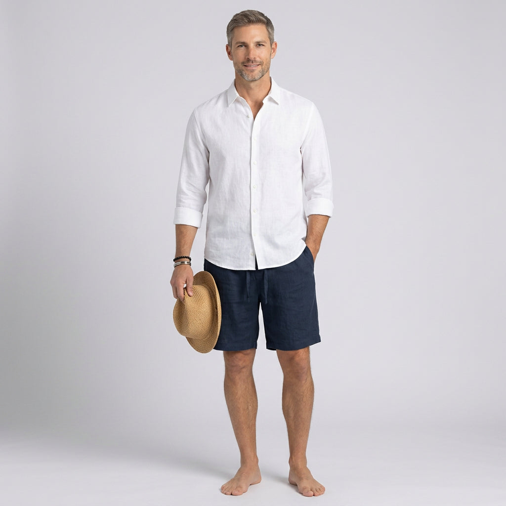 Relaxed Drawstring Linen Shorts
