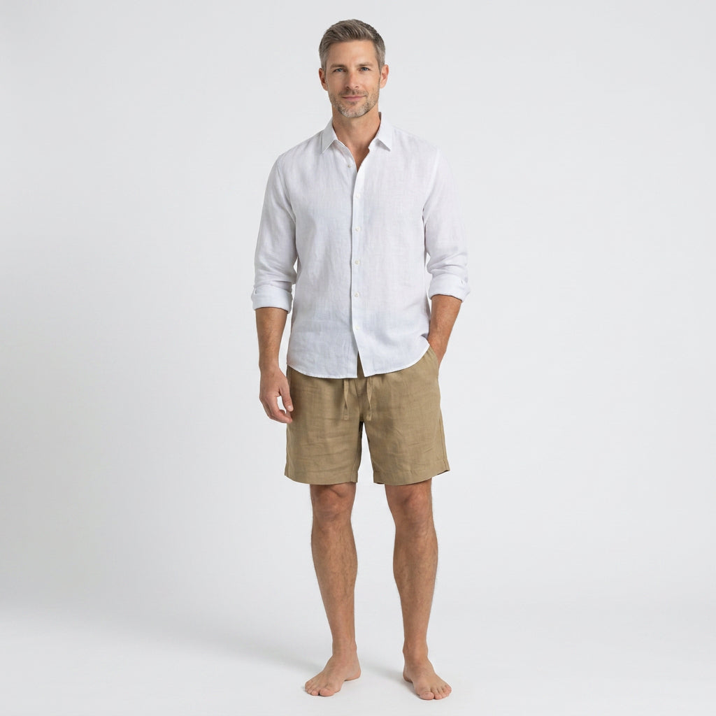 Relaxed Drawstring Linen Shorts
