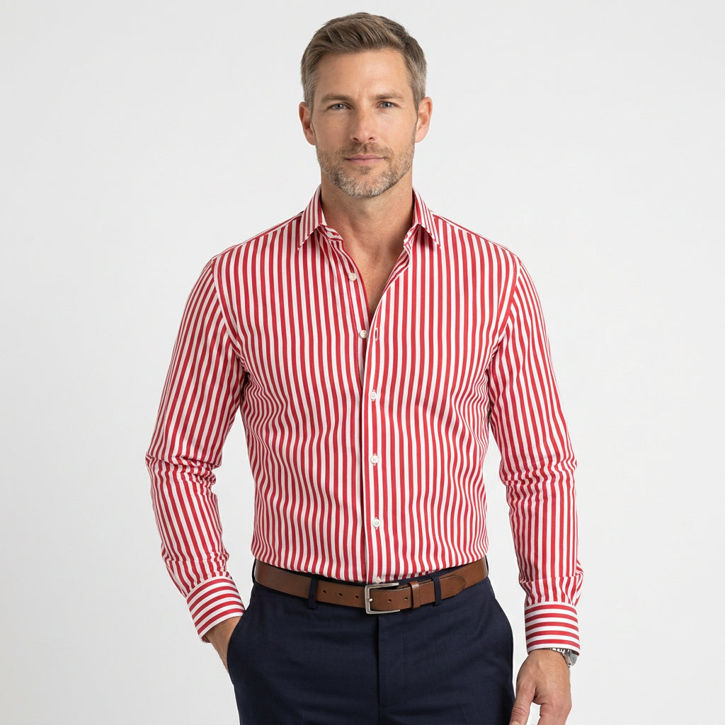 Men’s Vertical Stripe Button-Up Shirt