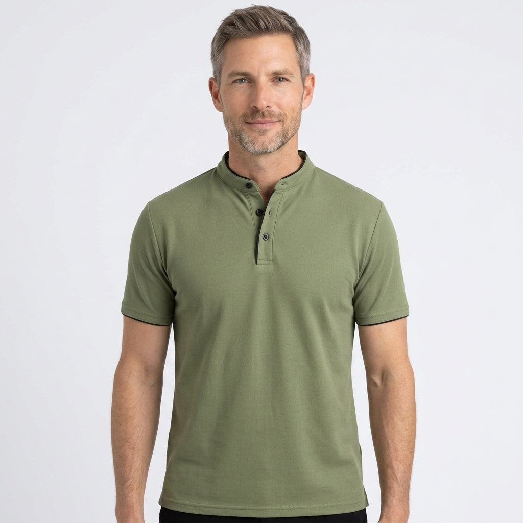 Men’s Collarless Polo Shirt
