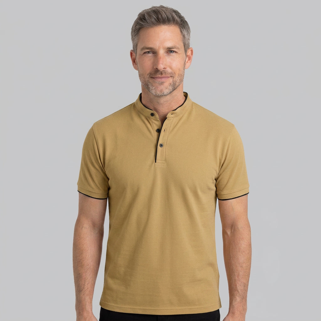Men’s Collarless Polo Shirt
