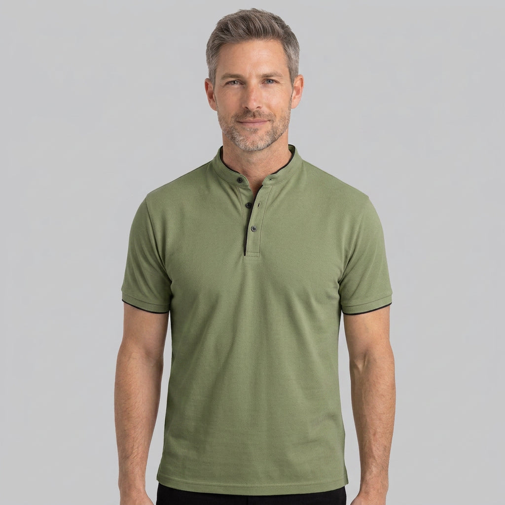 Men’s Collarless Polo Shirt