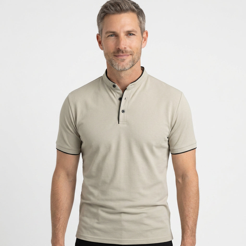 Men’s Collarless Polo Shirt
