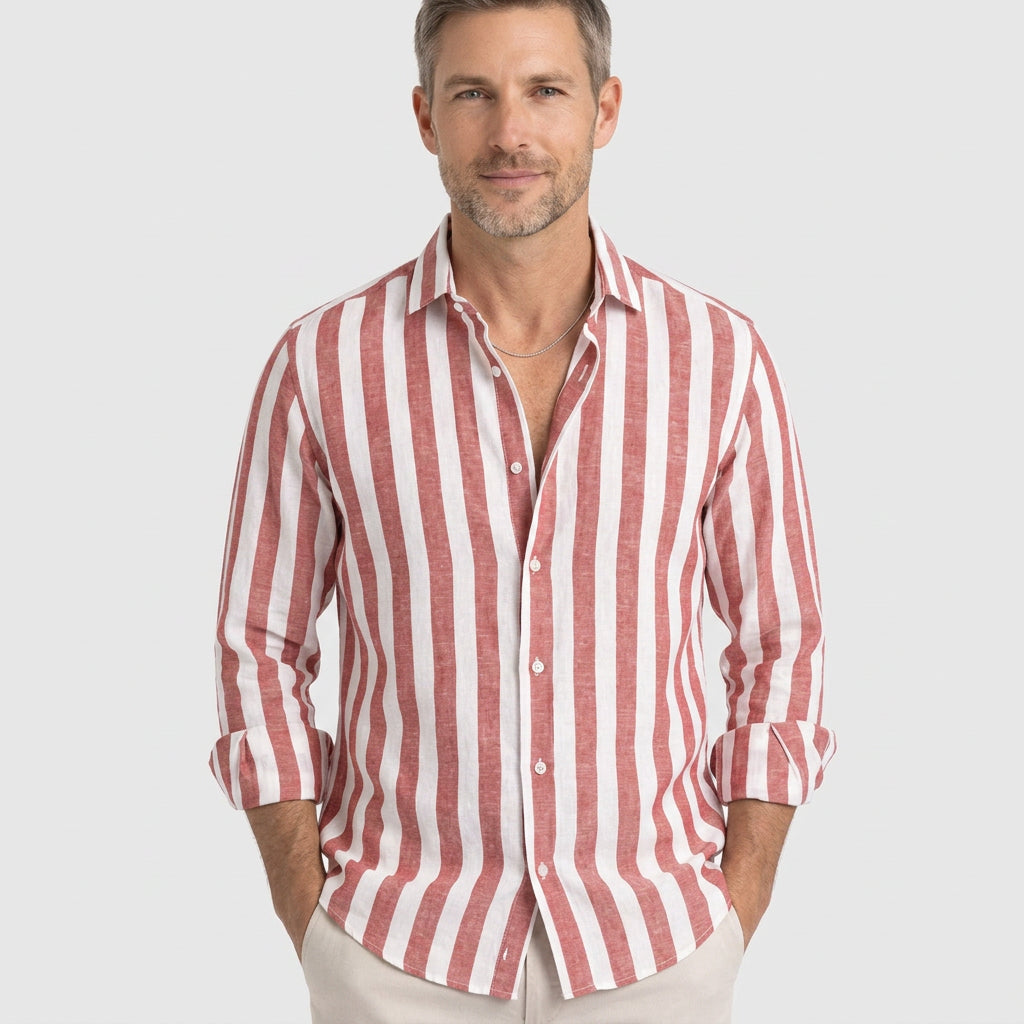 Relaxed Vertical Stripe Linen Shirt