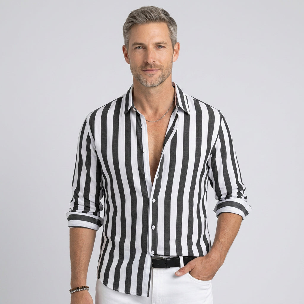 Relaxed Vertical Stripe Linen Shirt