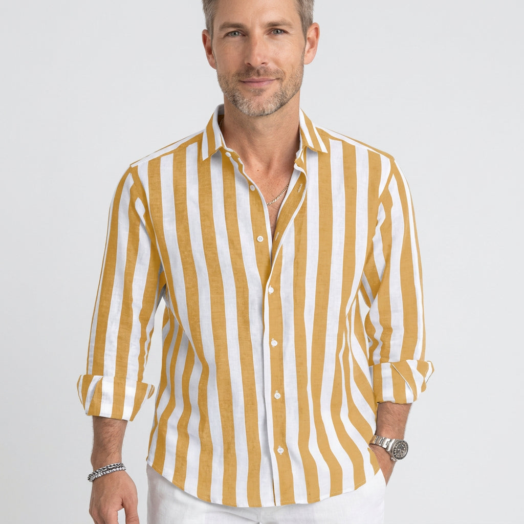 Relaxed Vertical Stripe Linen Shirt