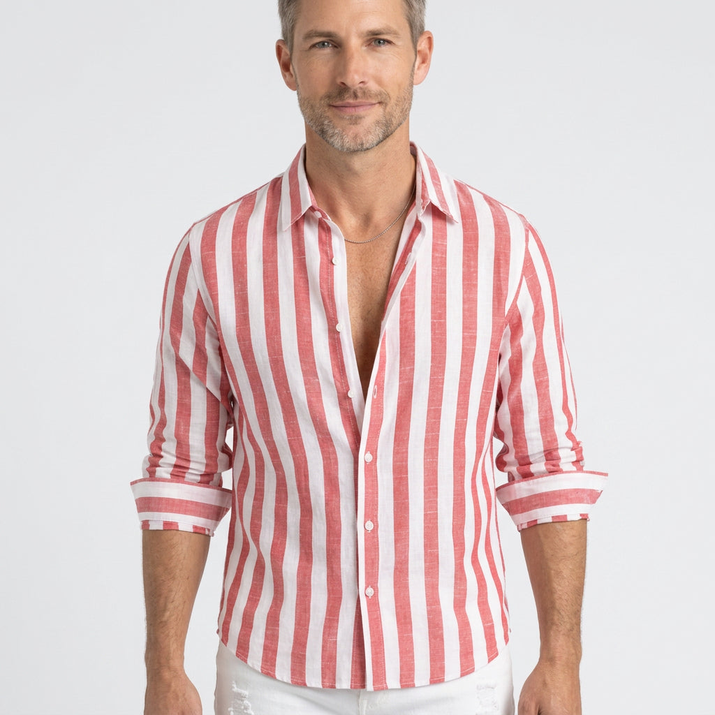 Relaxed Vertical Stripe Linen Shirt