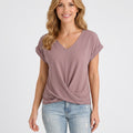 Twist Front V-Neck Cap Sleeve Top
