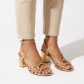 Strappy Ring Detail Block Heel Sandals