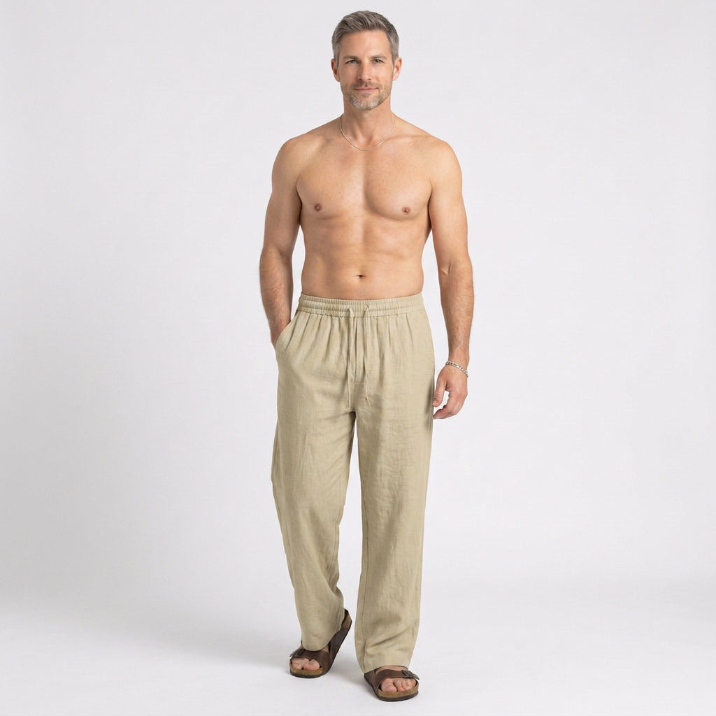 Relaxed Drawstring Linen Trousers