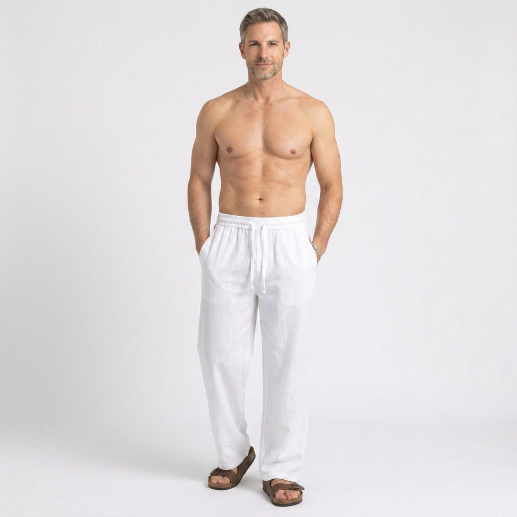 Relaxed Drawstring Linen Trousers