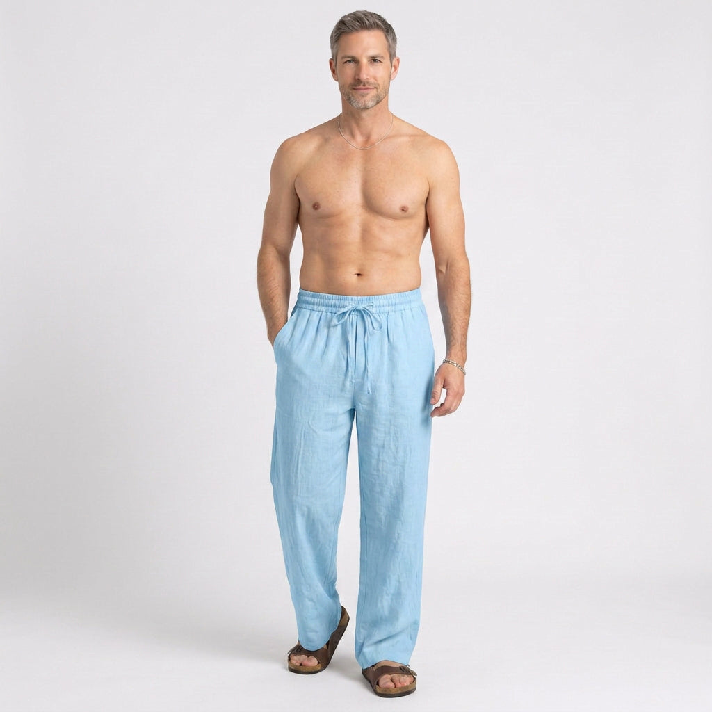 Relaxed Drawstring Linen Trousers