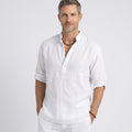 Relaxed Grandad Collar Linen Shirt