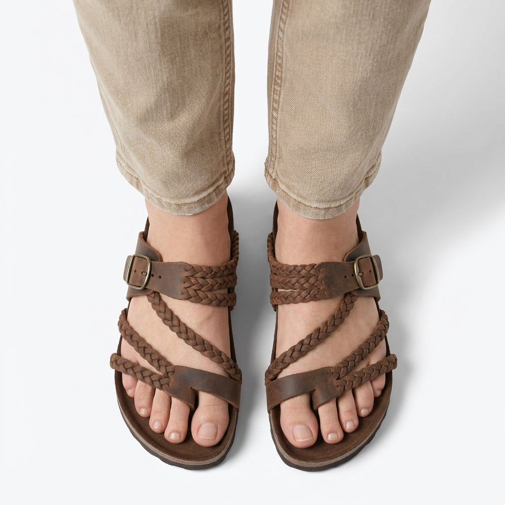 Braided Buckle Comfort Slide Sandals
