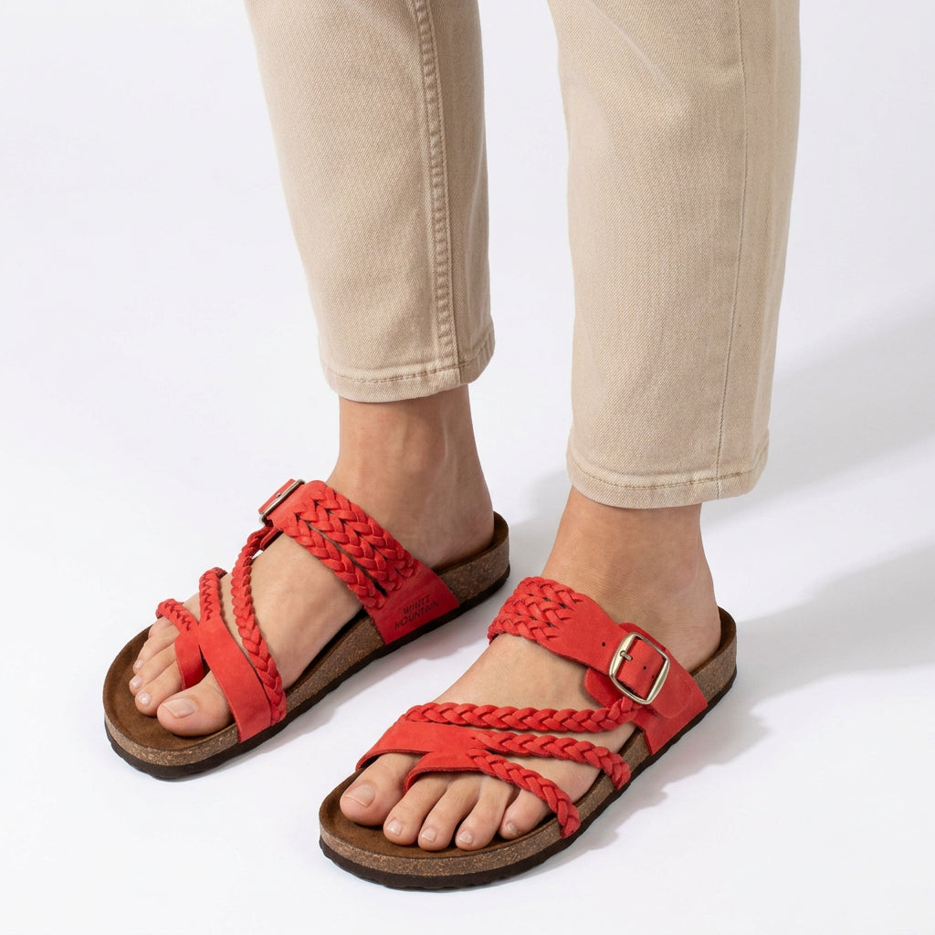 Braided Buckle Comfort Slide Sandals