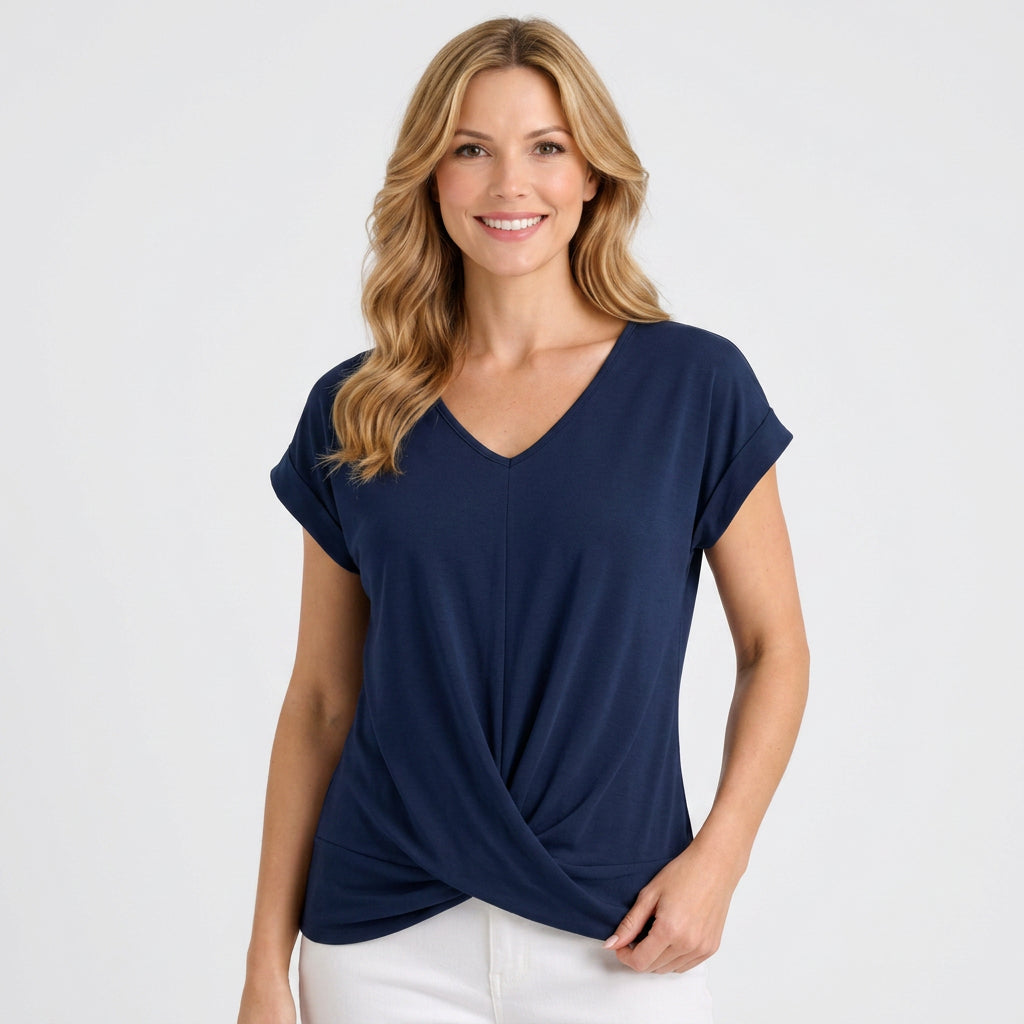 Floral Notch Neck Three-Quarter Sleeve Blouse