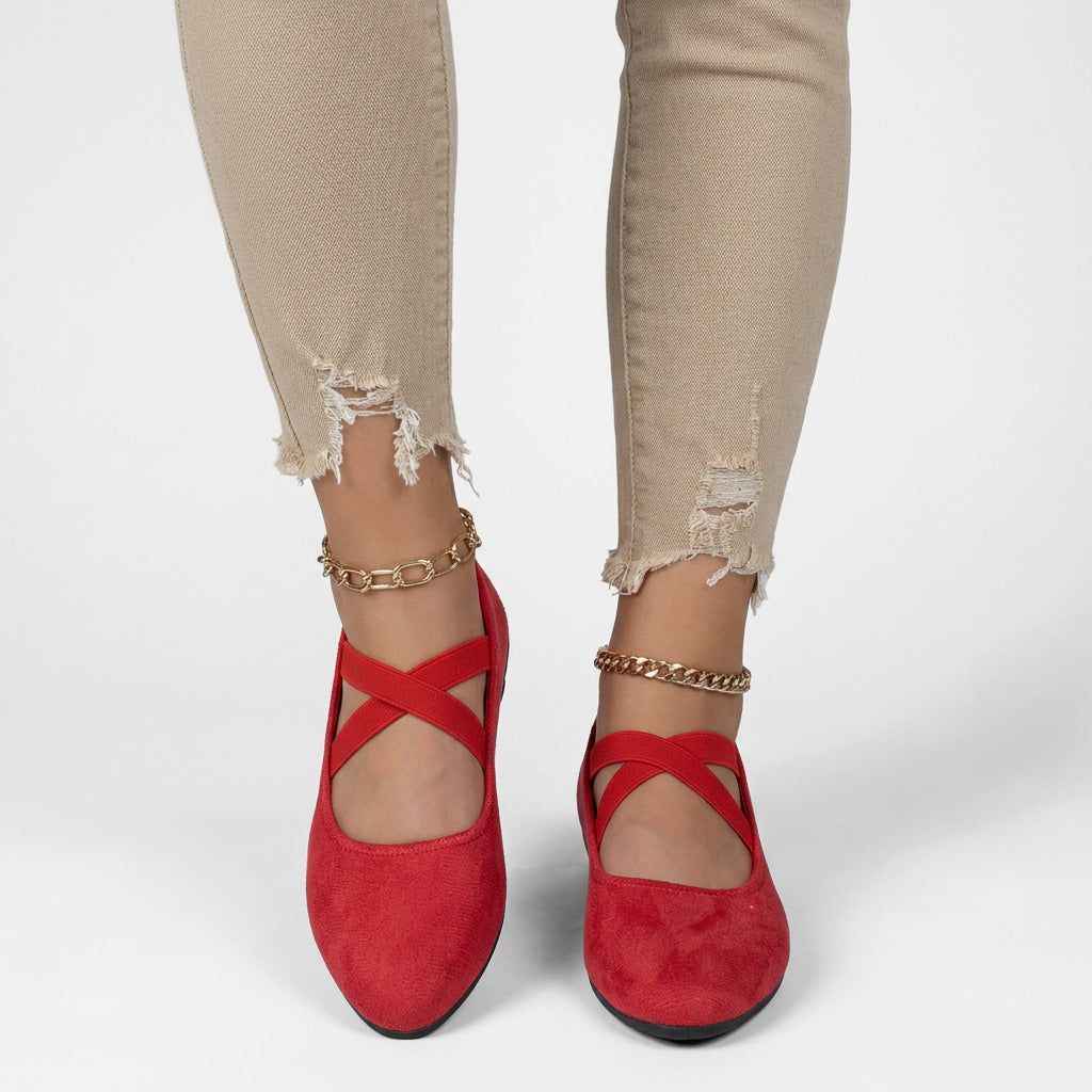 Crisscross Strap Comfort Ballet Flats
