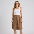 Pleated Wide Leg Bermuda Shorts
