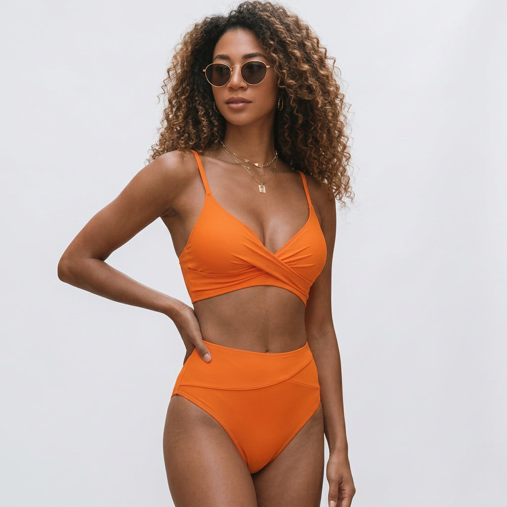 Wrap Front High Waist Bikini Set