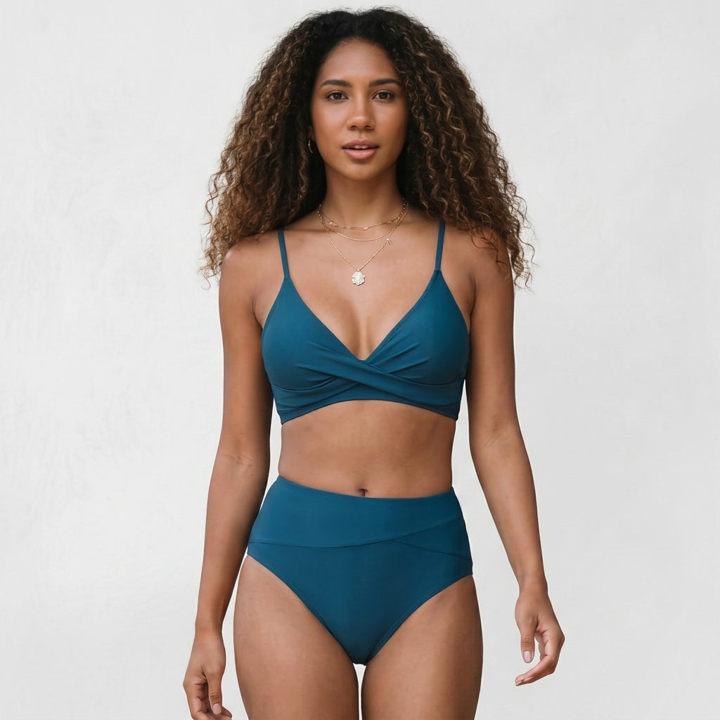 Wrap Front High Waist Bikini Set