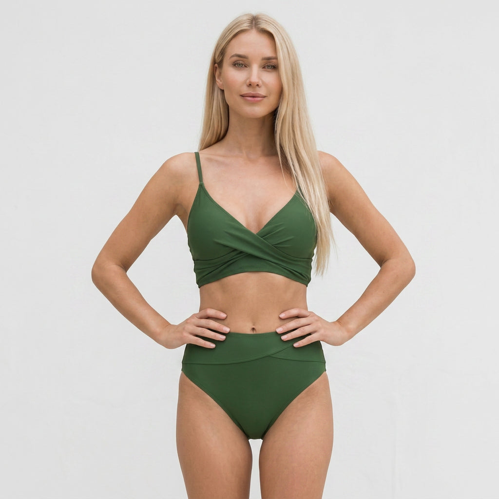 Wrap Front High Waist Bikini Set