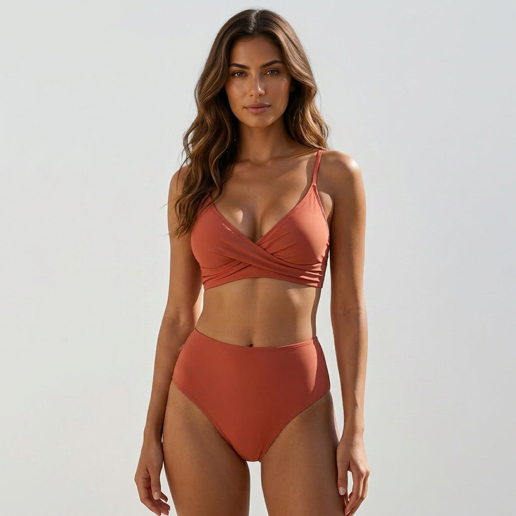 Wrap Front High Waist Bikini Set
