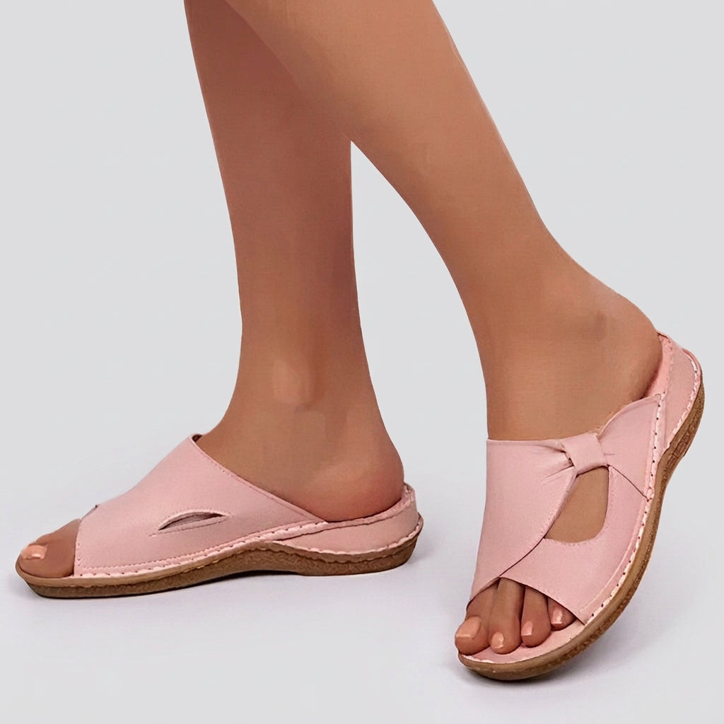 Open-Toe Slip-On Wedge Sandals with Cut-Out