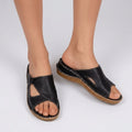 Open-Toe Slip-On Wedge Sandals with Cut-Out