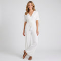 Wrap-Front Wide-Leg Jumpsuit with Tie Waist