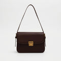 Structured Flap Shoulder Bag with Gold Clasp