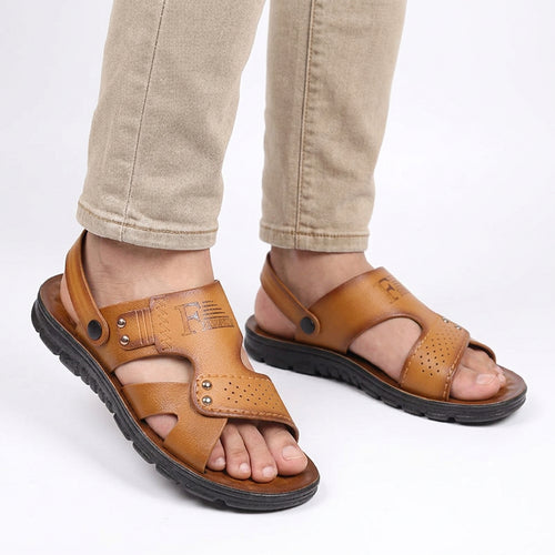 Casual Leather Sandals with Adjustable Back Strap