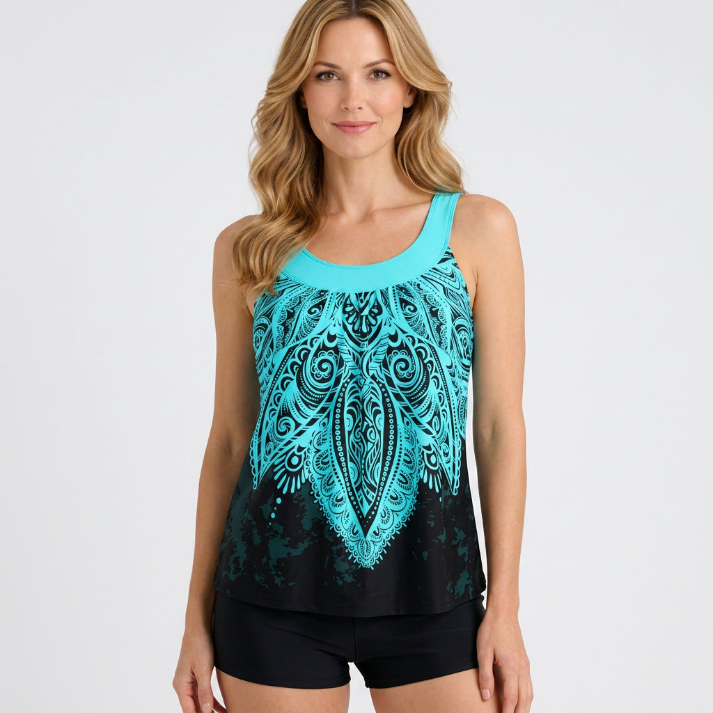 Haut de tankini imprimé avec encolure arrondie