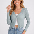 Lightweight Ribbed Knit Cropped Cardigan