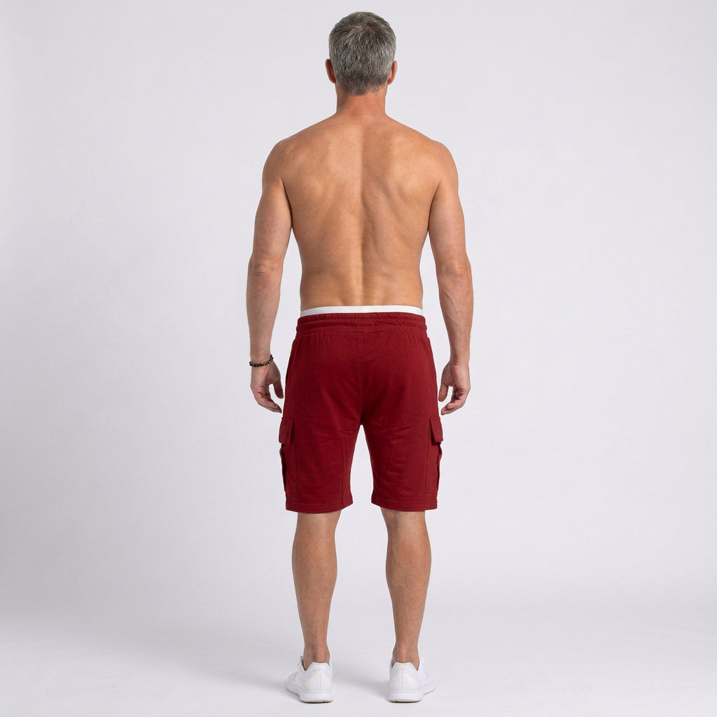 Pleated Drawstring Cargo Sweat Shorts for Men