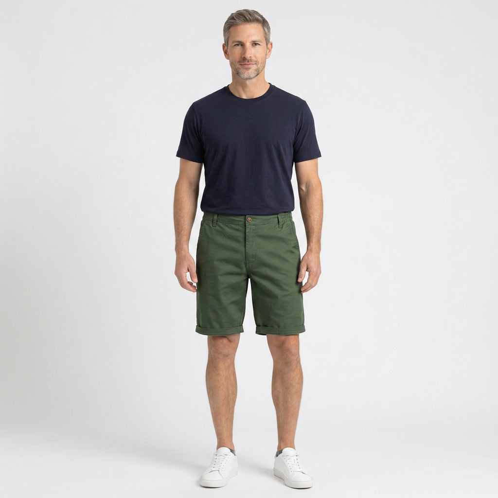 Classic Cotton Chino Shorts with Stretch Waist
