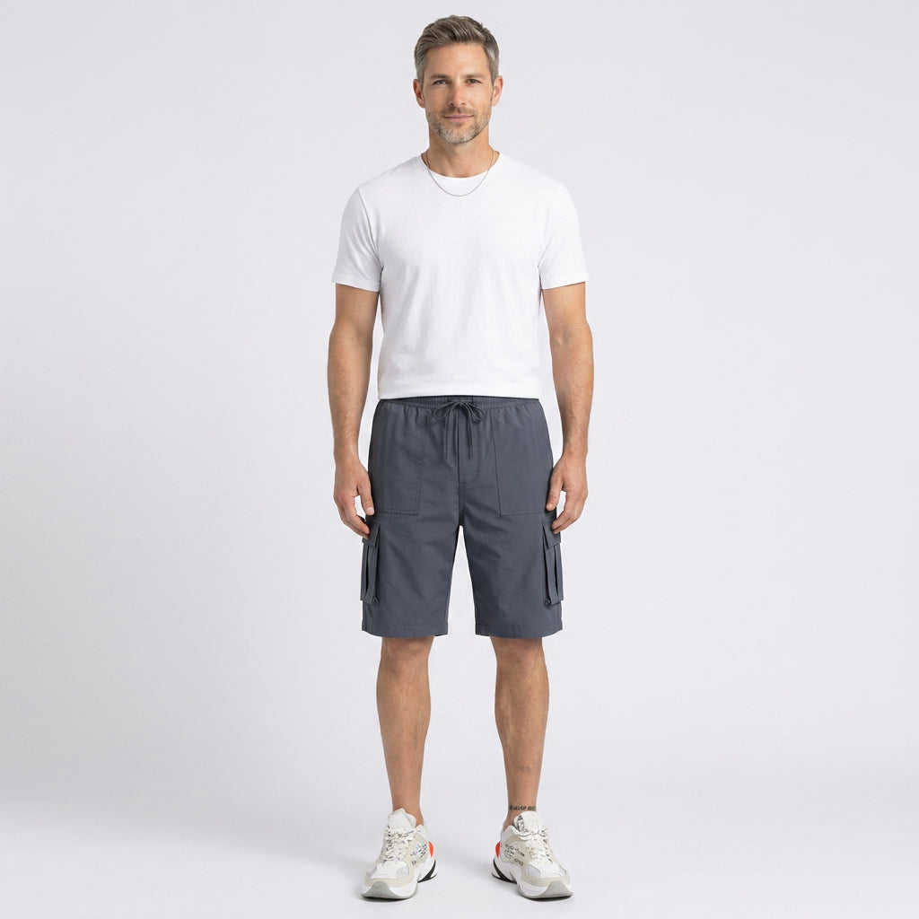 Relaxed Fit Cargo Shorts with Drawstring Waist