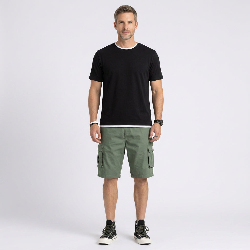 Relaxed Fit Cargo Shorts with Drawstring Waist