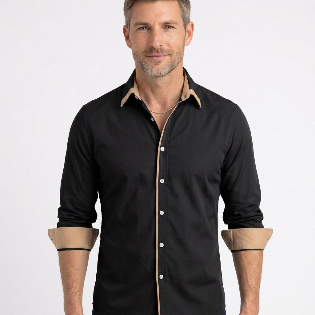 Slim Fit Shirt with Contrast Collar and Cuffs