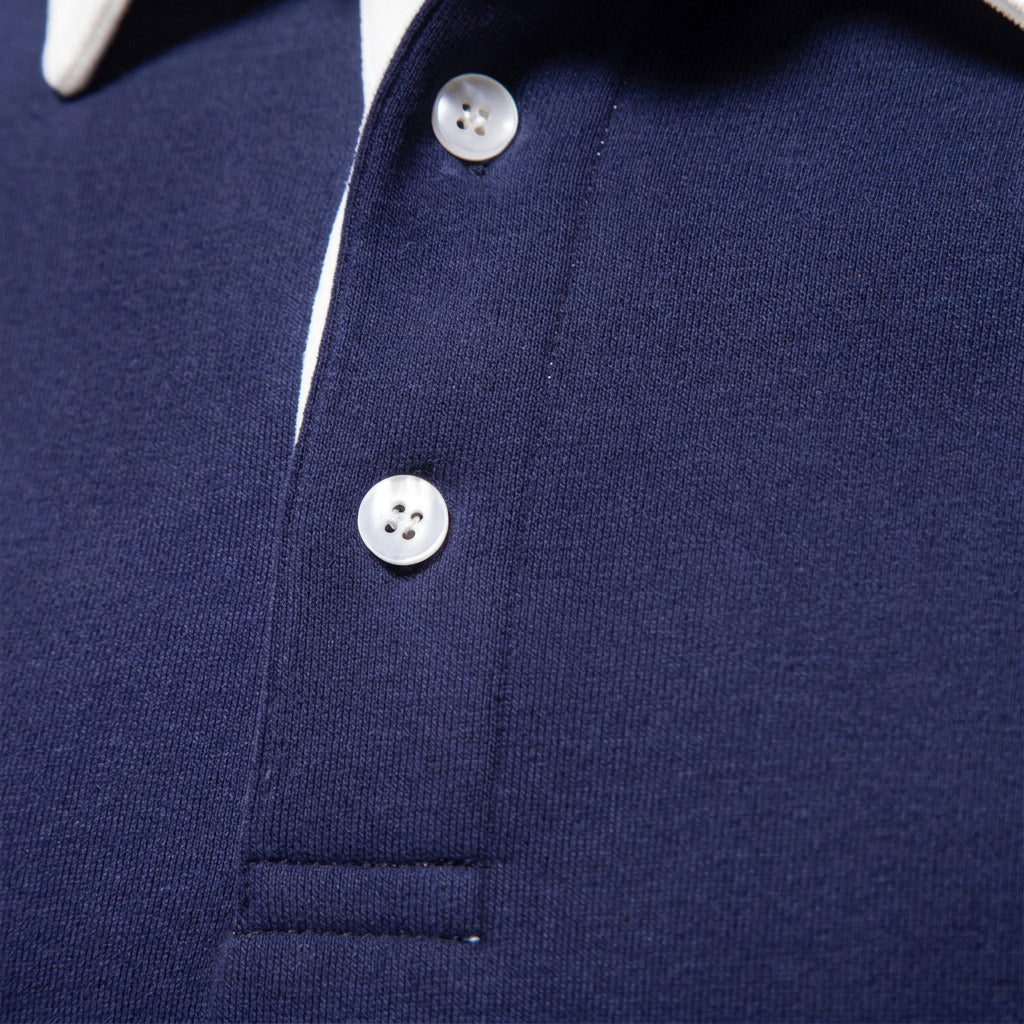Contrast Collar Long Sleeve Polo Sweatshirt