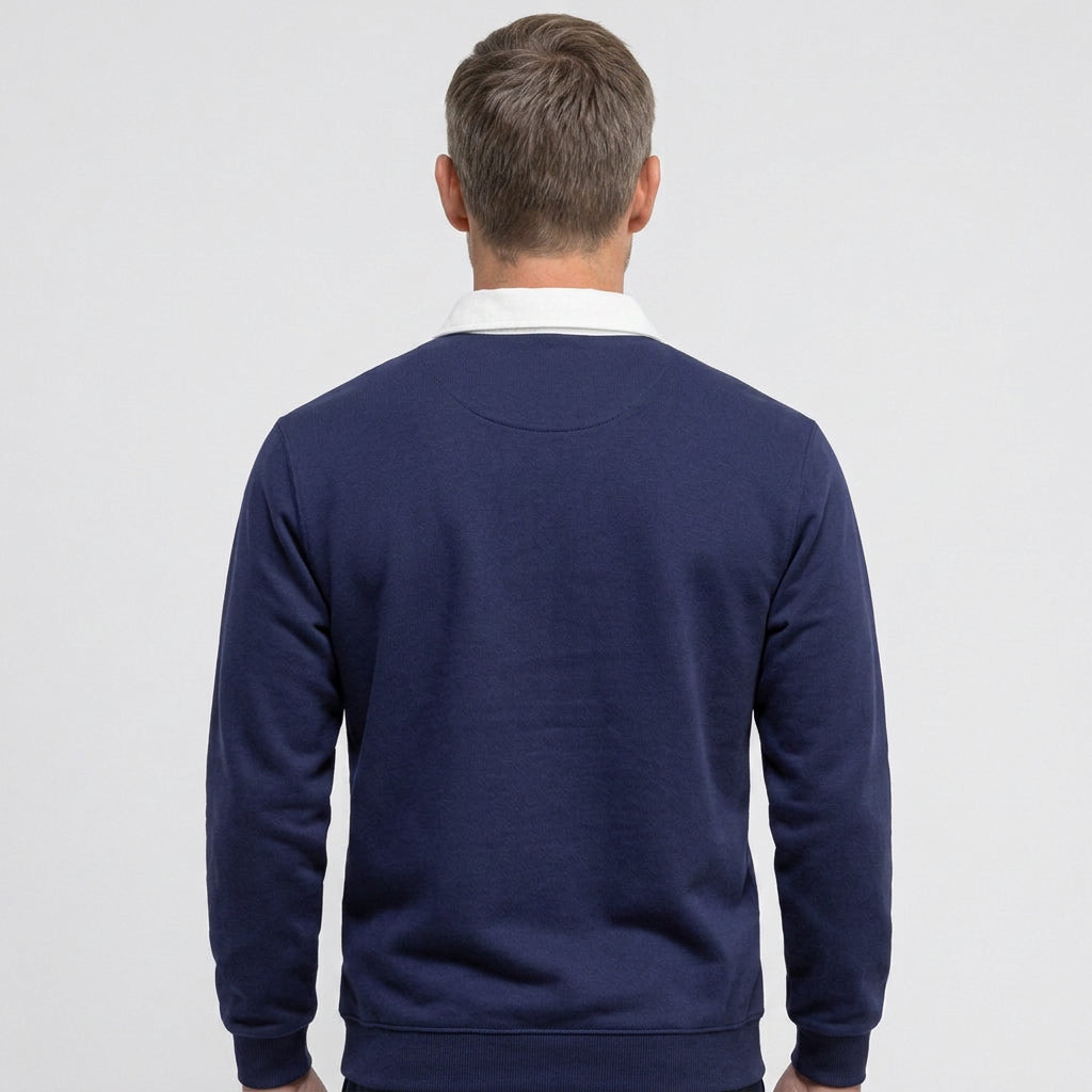 Contrast Collar Long Sleeve Polo Sweatshirt